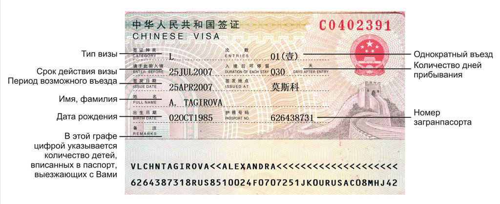Виза в Китай (китайская виза)
